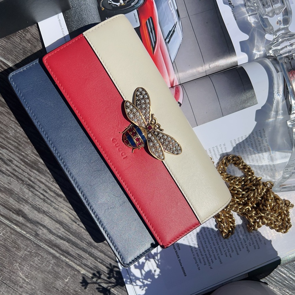 Gucci Red and White Clutch with Luxurious Design